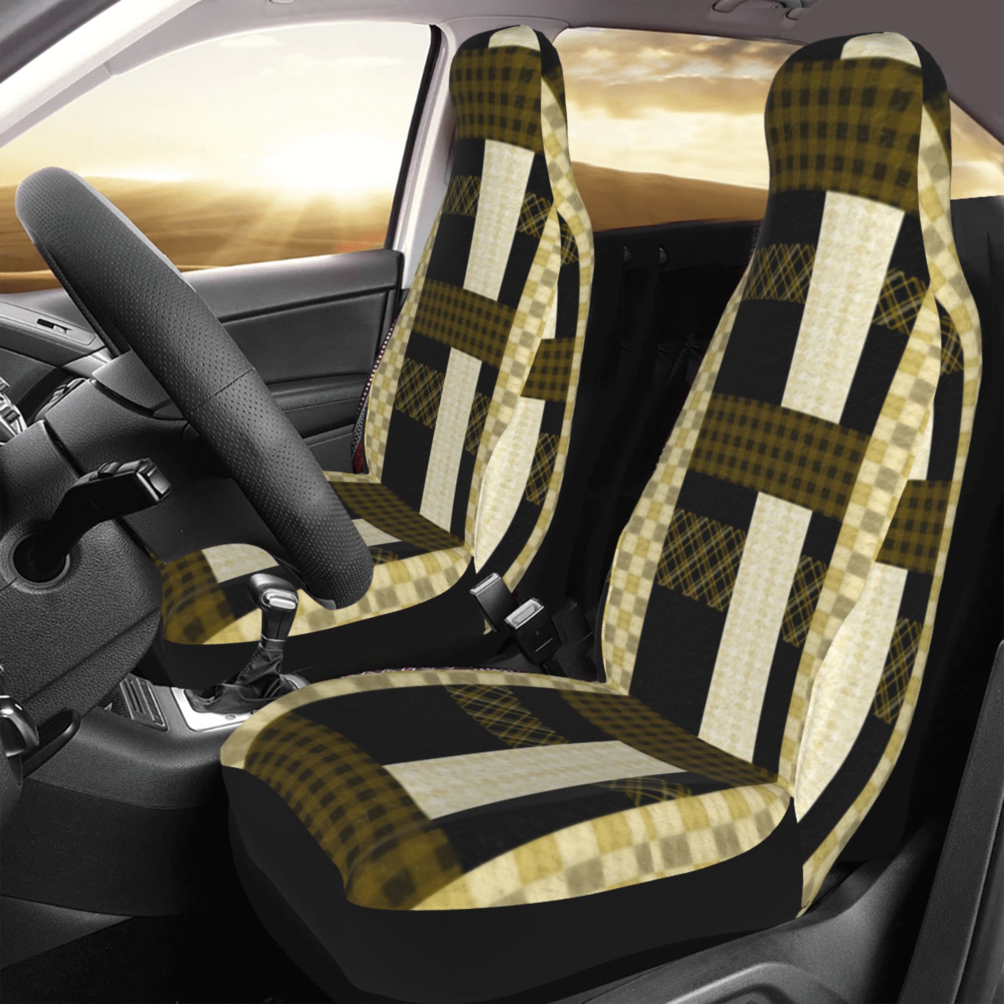 ZICANCN Car Seat Covers Front Seats Only，Retro Stripes Automotive Seat Covers Protectors for Cars Trucks Suv 2 Pack