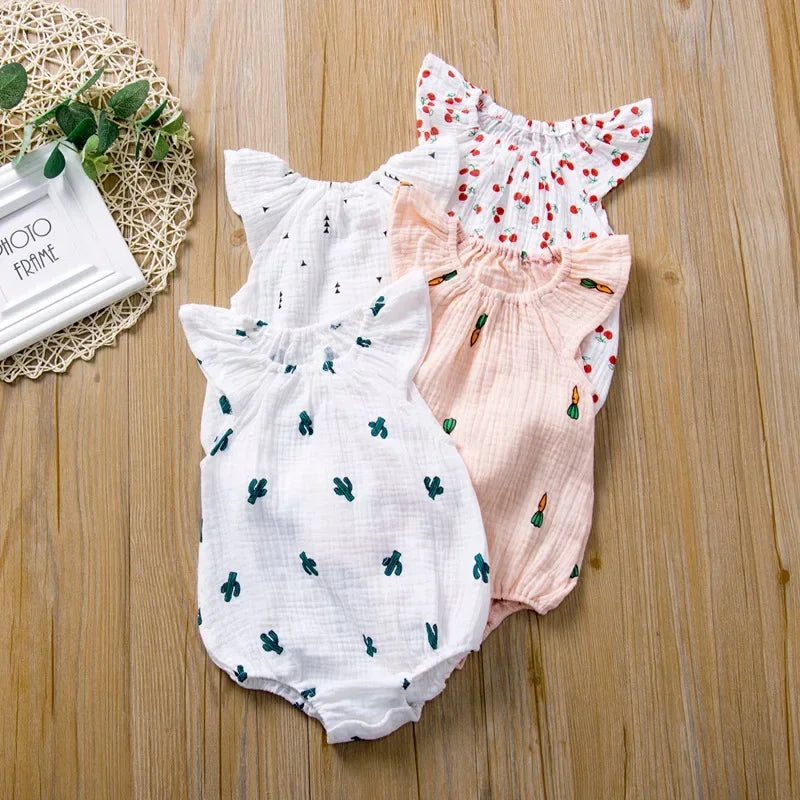 Summer Newborn Infant Baby Girls Romper Muslin Cotton Linen Infant Romper Playsuit Jumpsuit Fashion Baby Clothing