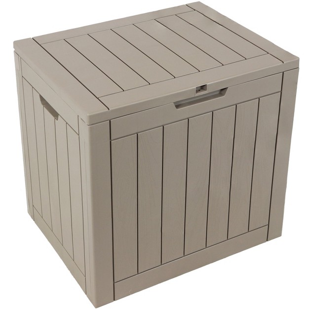 Sunnydaze Lockable Outdoor Small Deck Box With Storage And Side Handles 32 gal