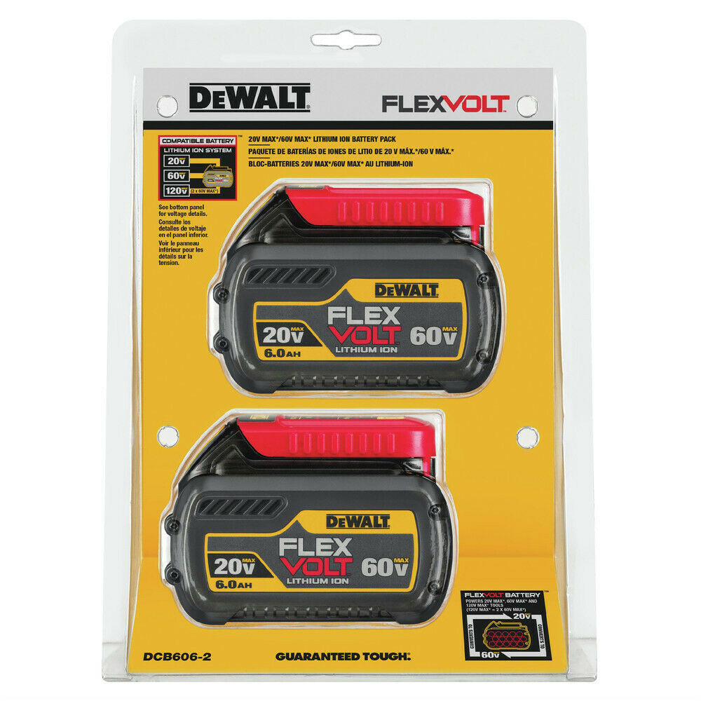 DEWALT 20V/60V MAX FLEXVOLT 6 Ah Li-Ion Battery (2-Pc) DCB606-2 New