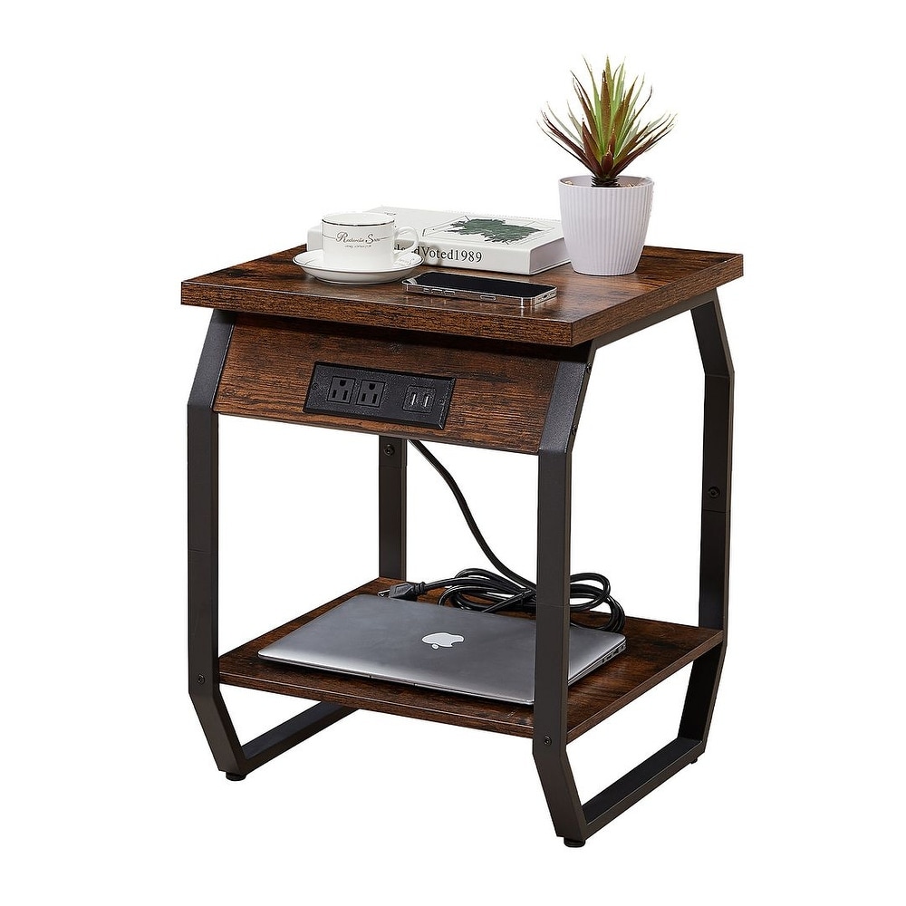 End Table with Charging Station Set of 2