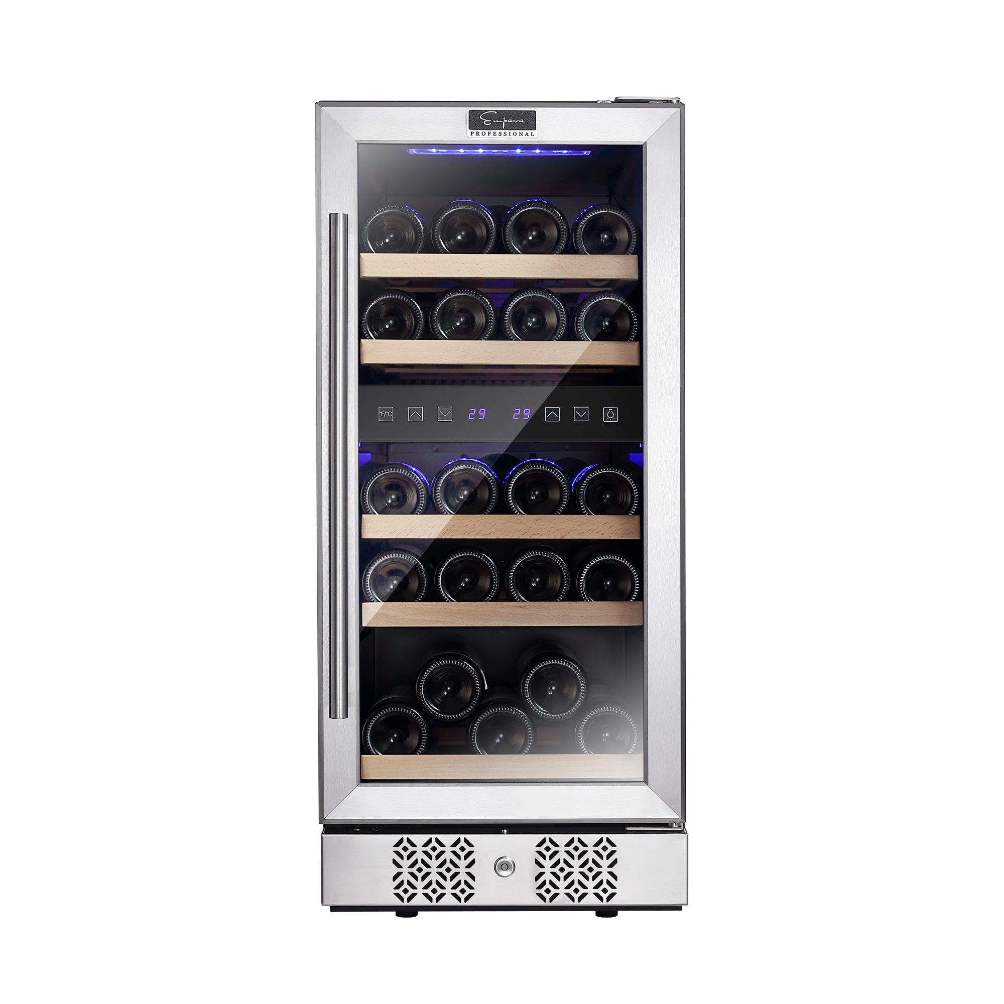 15 in. Double Zone 29-Bottle Built-In and Freestanding Wine Chiller Refrigerator in Stainless Steel