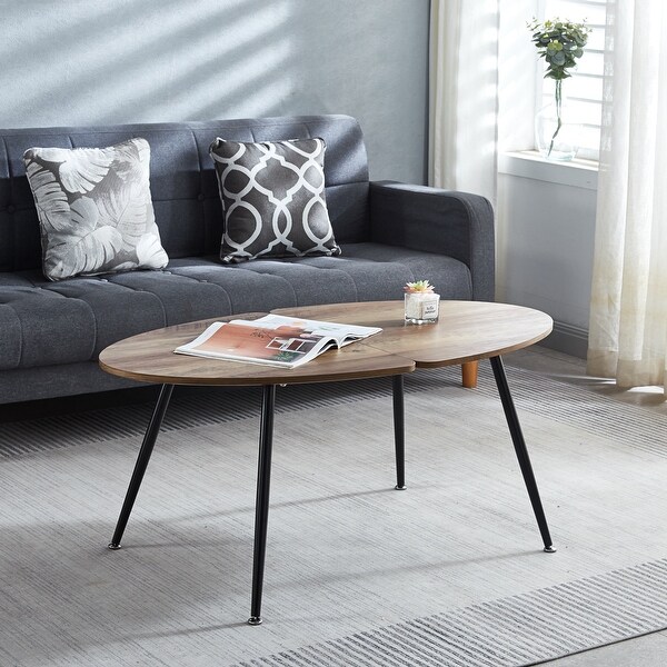 Brown Wood Oval Coffee Table