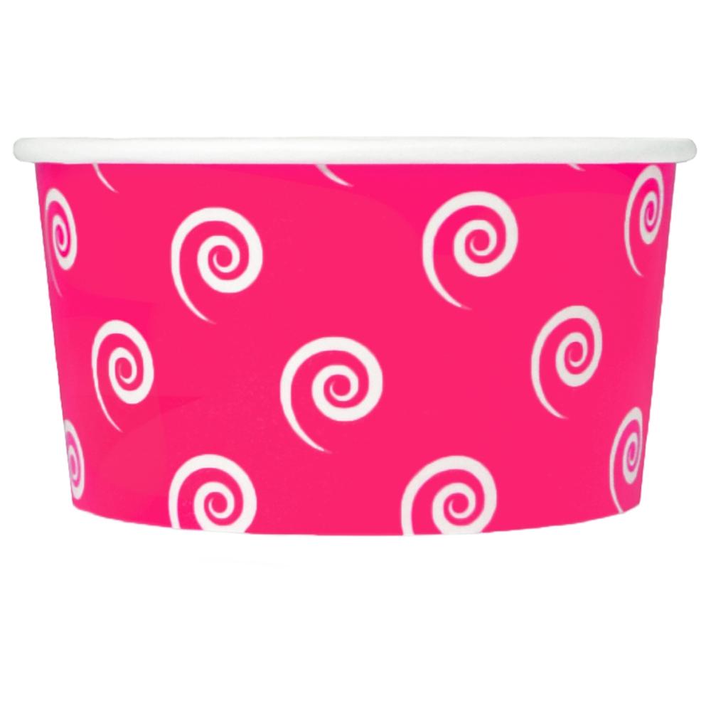 [1，000 Count] 6 oz Paper Ice Cream Cups - Pink Swirl Disposable Bowls for Desserts， Treats， and Snacks - Frozen Dessert Supplies