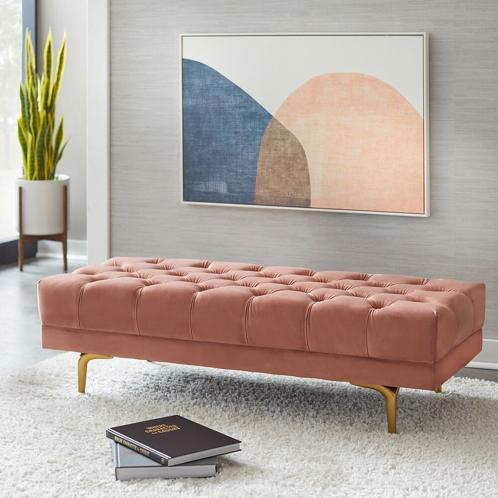 Louise Rose Velvet Tufted Bench/Ottoman