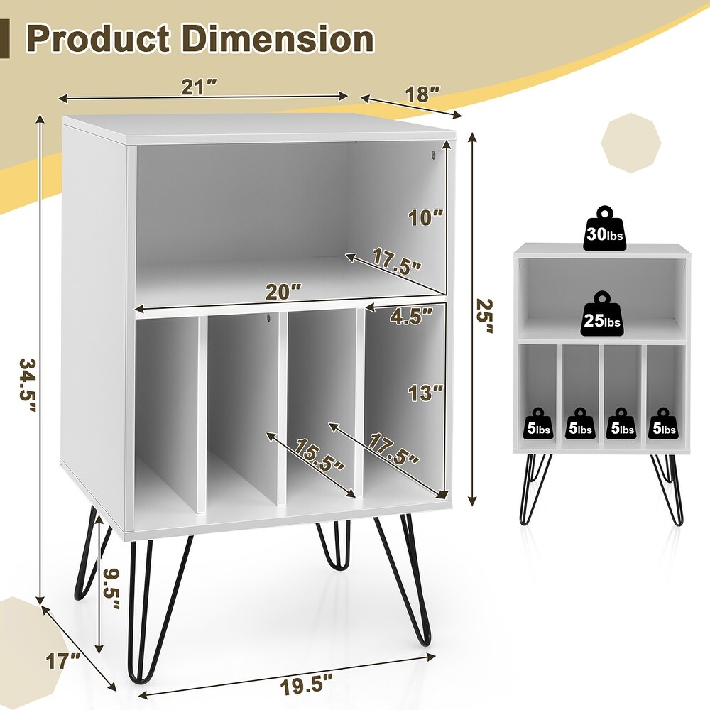 End Table Free Standing Record Player Stand Turntable Storage Cabinet