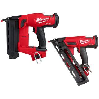 MW M18 FUEL Brushless Cordless 18-Gauge Brad Nailer wM18 FUEL Brushless Cordless 15-Gauge Angled Finish Nailer 2746-20-2839-20