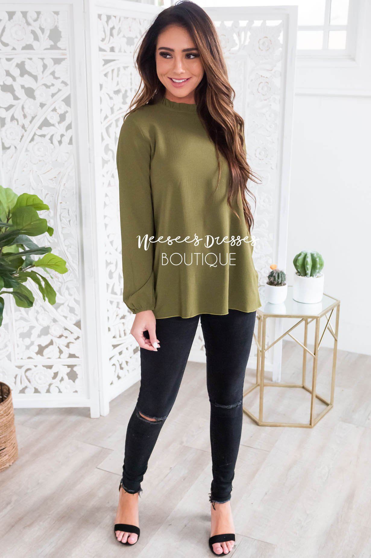 Made Of Magic Ruffled Mock Neck Top