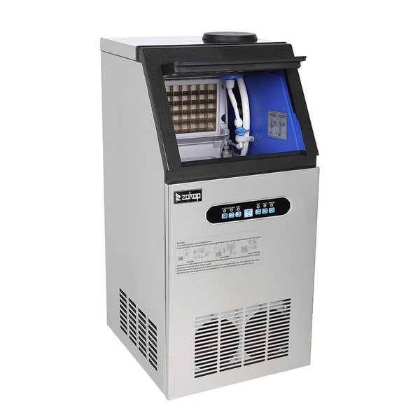 24h Stainless Steel Ice Maker with Transparent Frosted Lid and Display