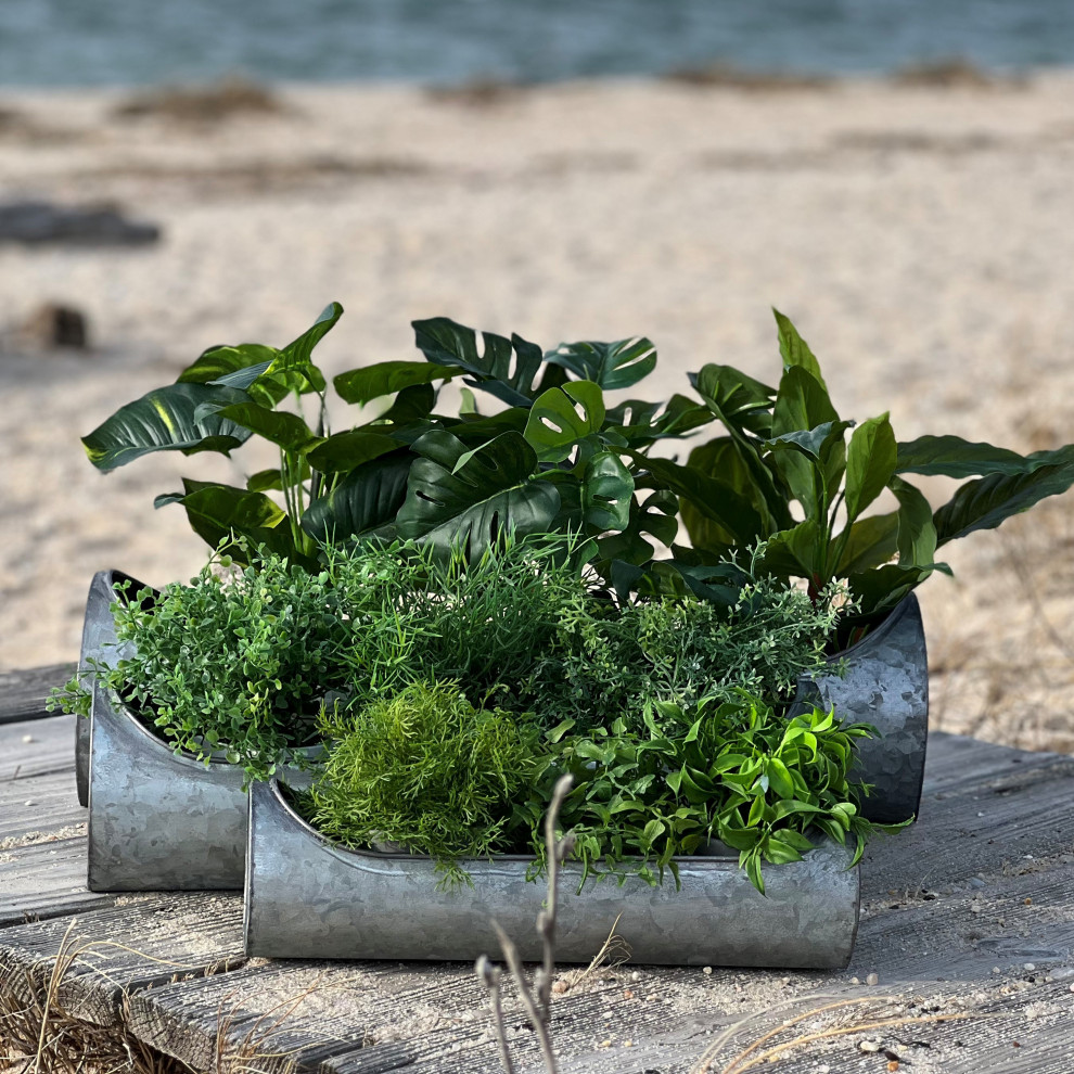 3 Piece Trough Planter Set   Farmhouse   Outdoor Pots And Planters   by Whole House Worlds  Houzz