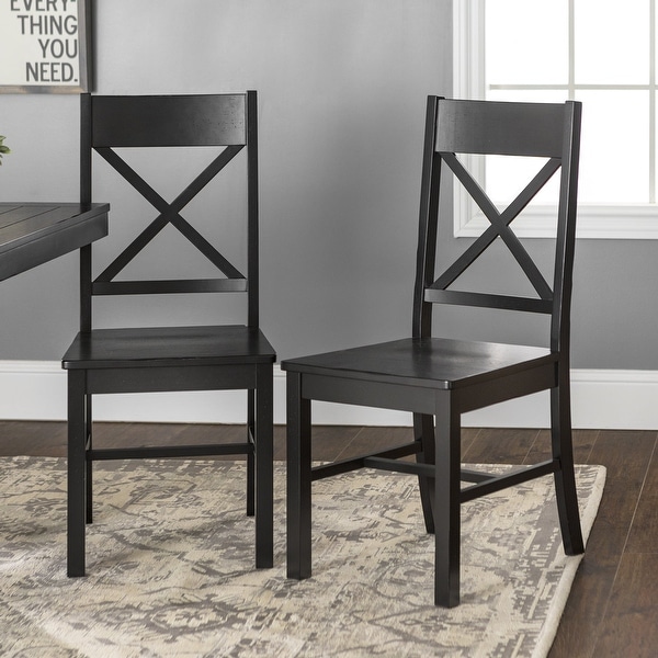 Traditional Wood Dining Chairs， Set of 2， Antique Black