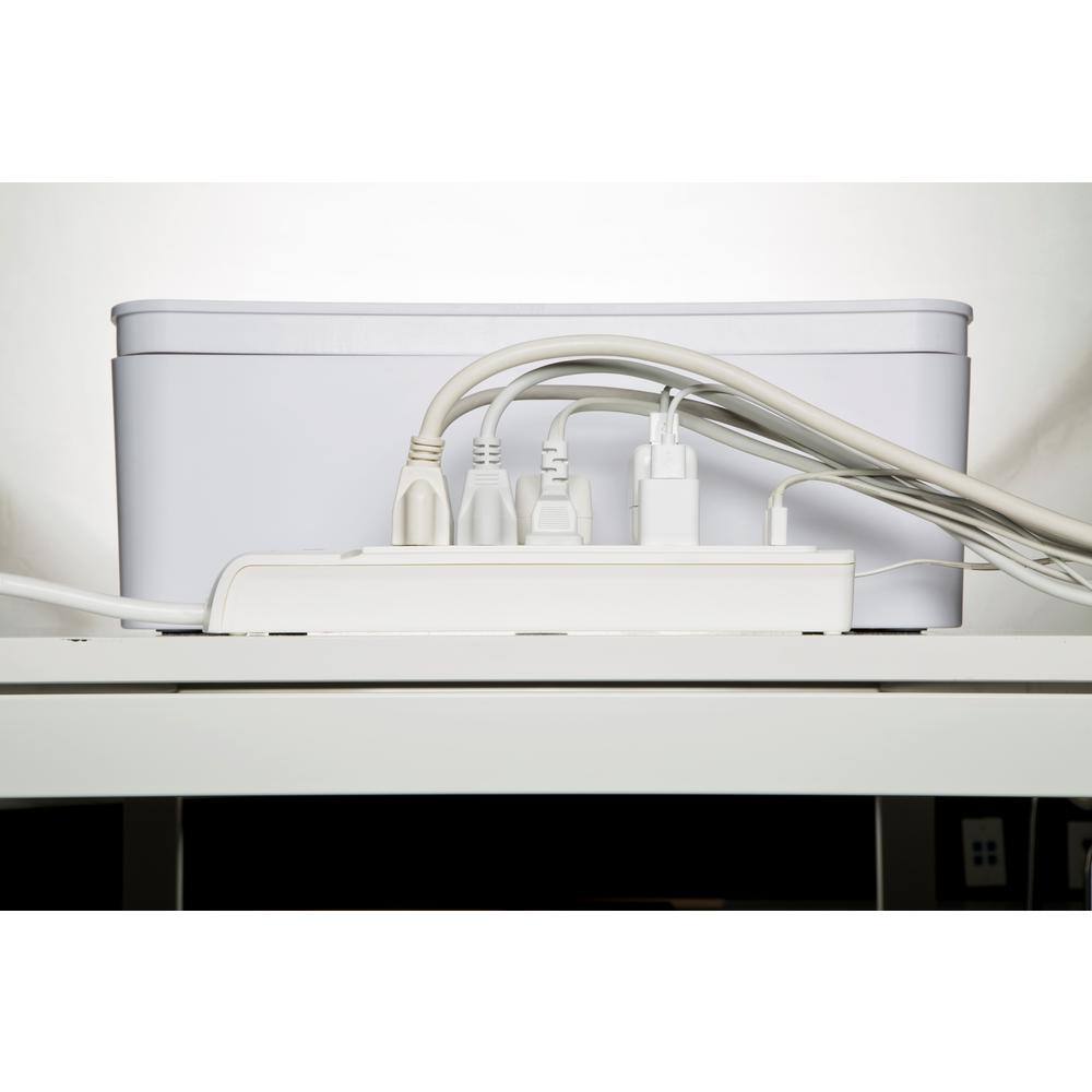 UT Wire In-Box Cable Organizing Management Box for Under Desk in White UTW-BXLG-WH