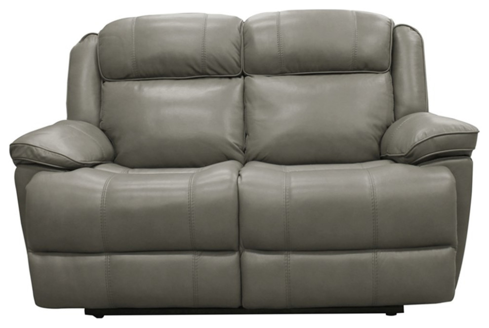 Bowery Hill Transitional Leather Power Loveseat in Brown Finish   Contemporary   Loveseats   by Homesquare  Houzz