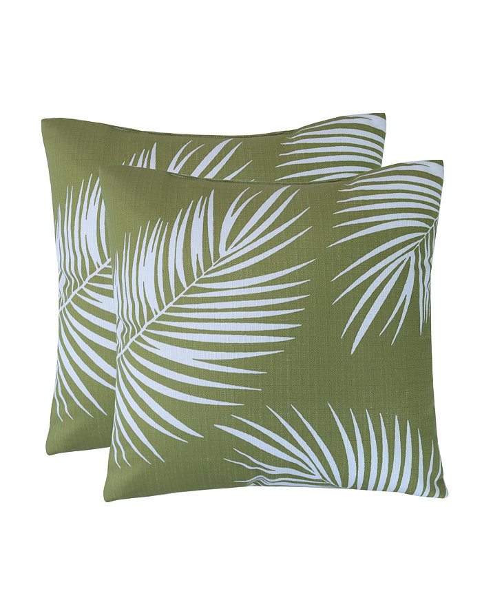 Ocean Pacific Grid Palm Print 2 Pack Decorative Pillow Set， 18 x 18