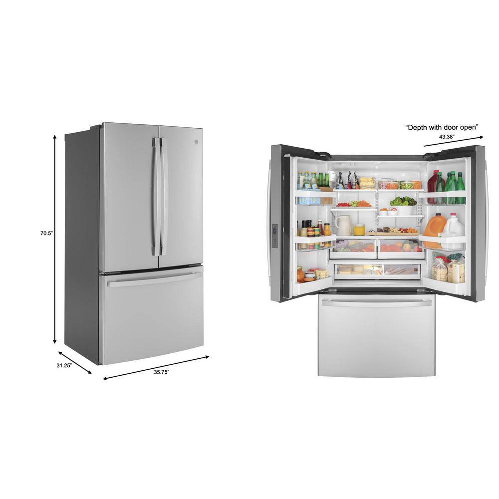 GE 23.1 cu. ft. French Door Refrigerator in Fingerprint Resistant Stainless Steel Counter Depth and ENERGY STAR GWE23GYNFS