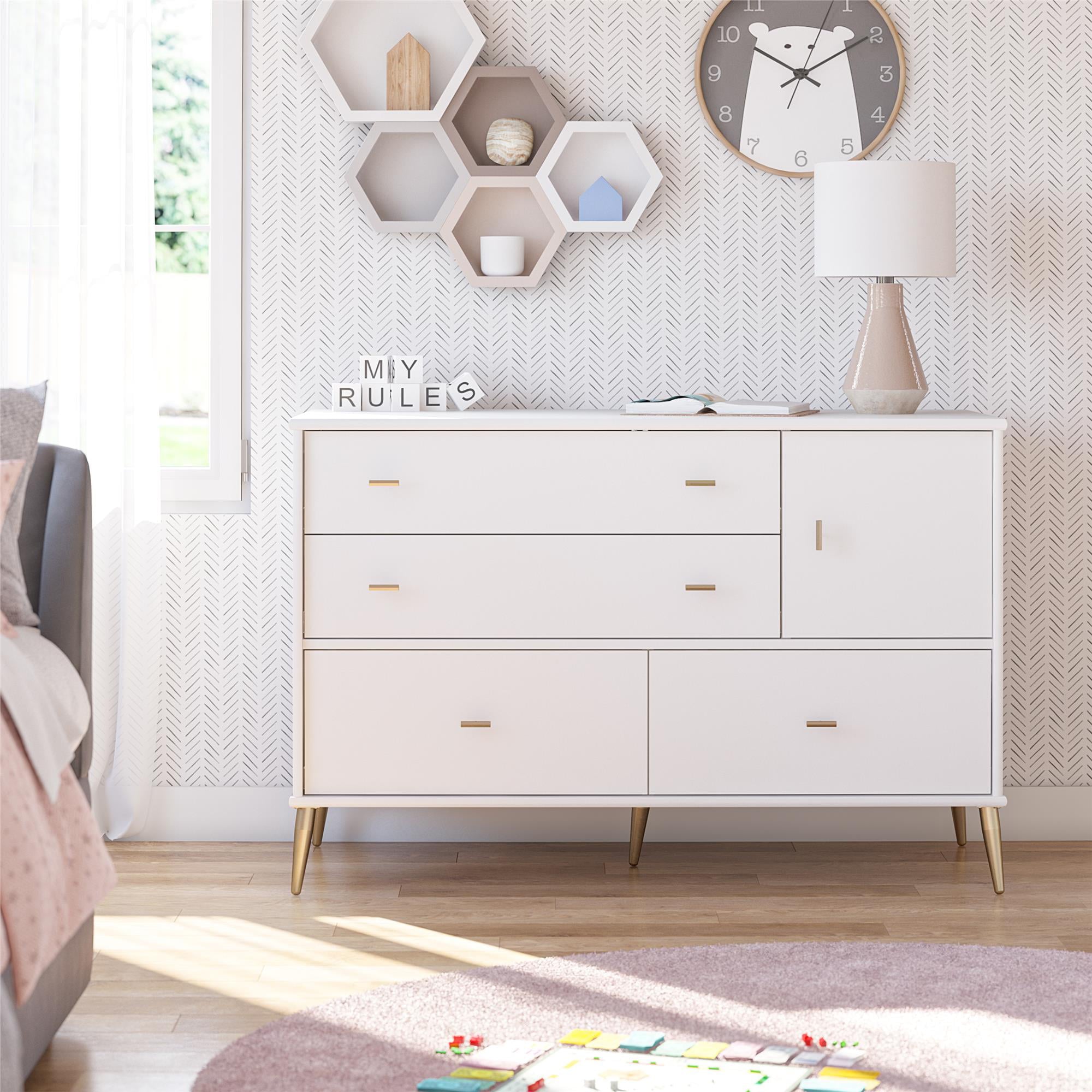 Little Seeds Valentina Asymmetrical 4 Drawer / 1 Door Convertible Dresser, White