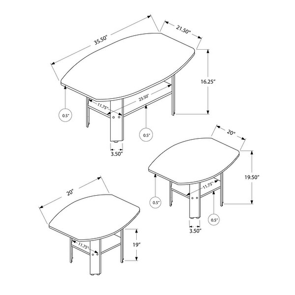 HomeRoots Dark Taupe Table Set - 3Pcs Set - 35.5 x 21.5 x 16.25