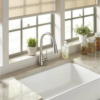 SINKOLOGY Inspire All-in-One Farmhouse Apron Front Fireclay 30 in. Single Bowl Kitchen Sink with Pfister Faucet and Drain SK404-30-PF1