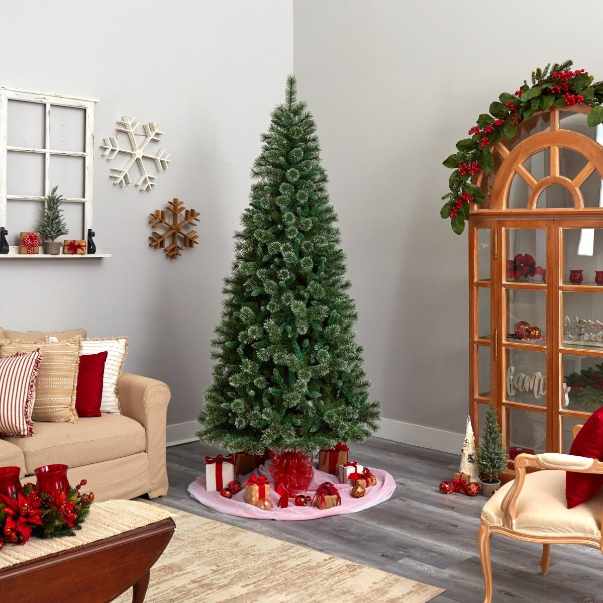 8' Wisconsin Slim Snow Tip Pine Tree: A Realistic Artificial Christmas Centerpiece