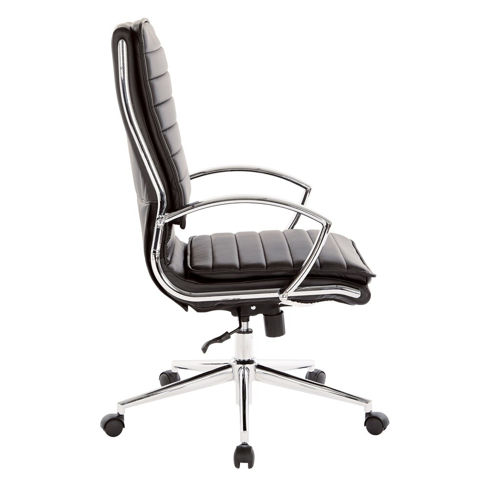 High Back Professional Managers Faux Leather Chair with Chrome Base and Removable Sleeves