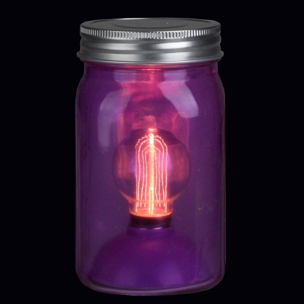 Battery Operated Led Edison Bulb Vintage style Purple Glass Mason Jar Lantern