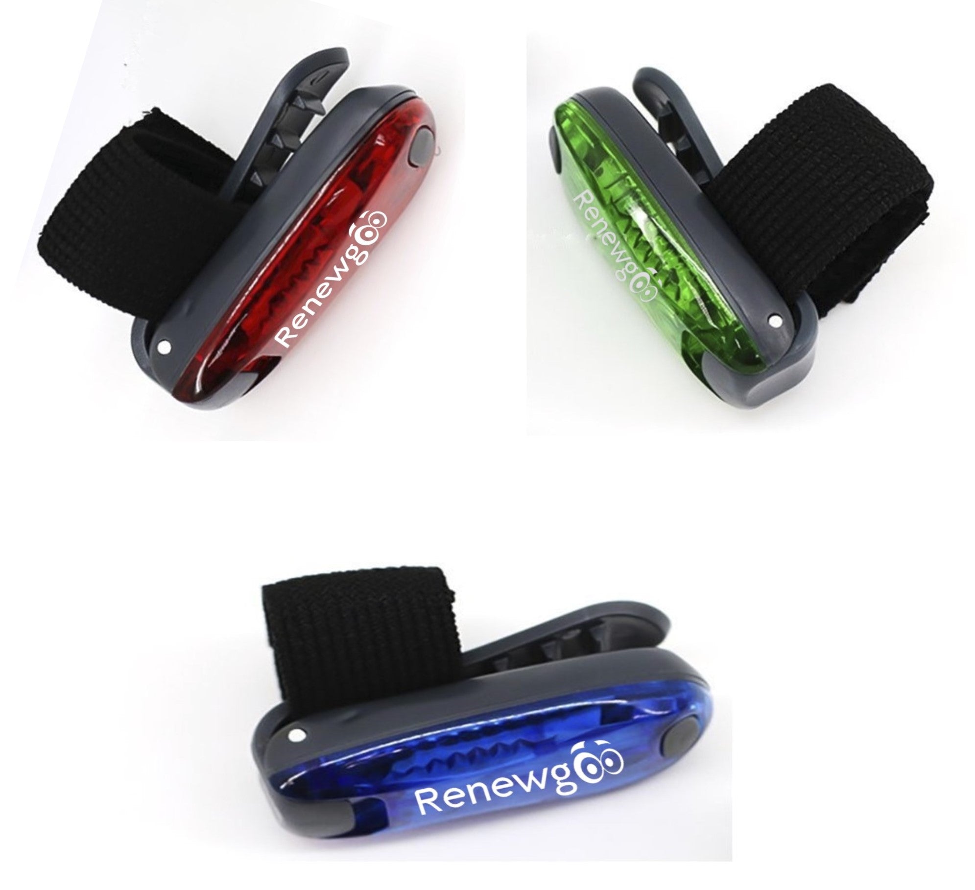 3-PACK Renewgoo Bike LED Reflective Gear Warning Clip-On Strobe Light for Bikes， Bicycle， Running， Pets， Kids， and Boats