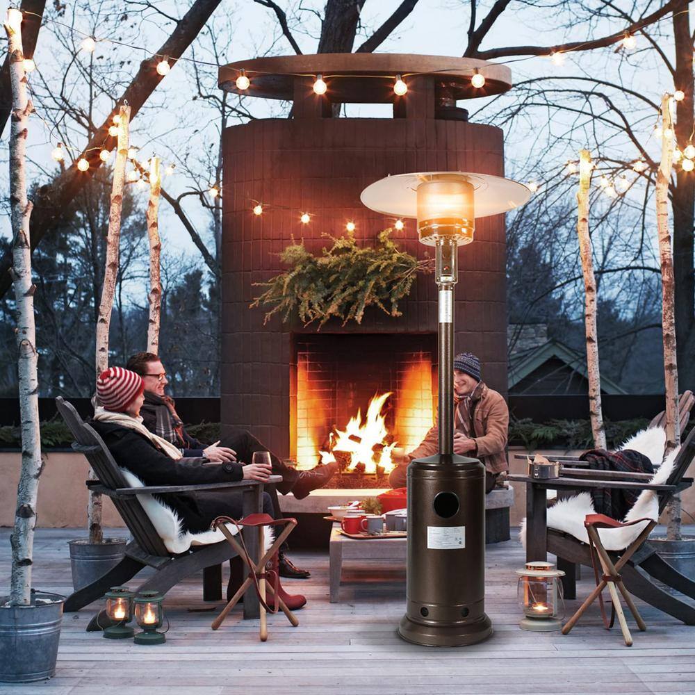 itapo 46000 BTU Bronze Powder Coated Iron Mushroom Propane Outdoor Patio Heater with 2 Smooth-Rolling Wheels S-D59311652