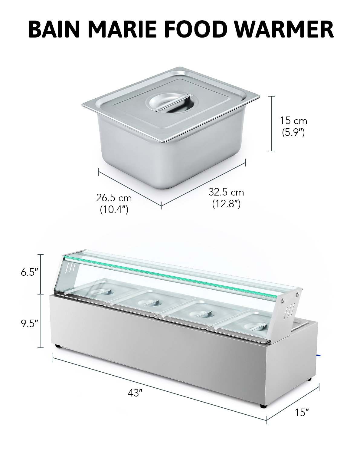 Wilprep 4 Pan Food Warmer for Parties Hotels Restaurants 1200W Buffet Server and Warmer