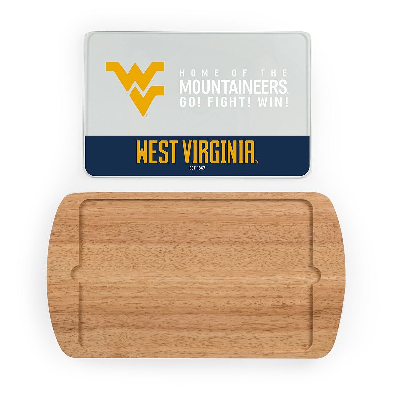 Picnic Time West Virginia Mountaineers Glass Top Serving Tray