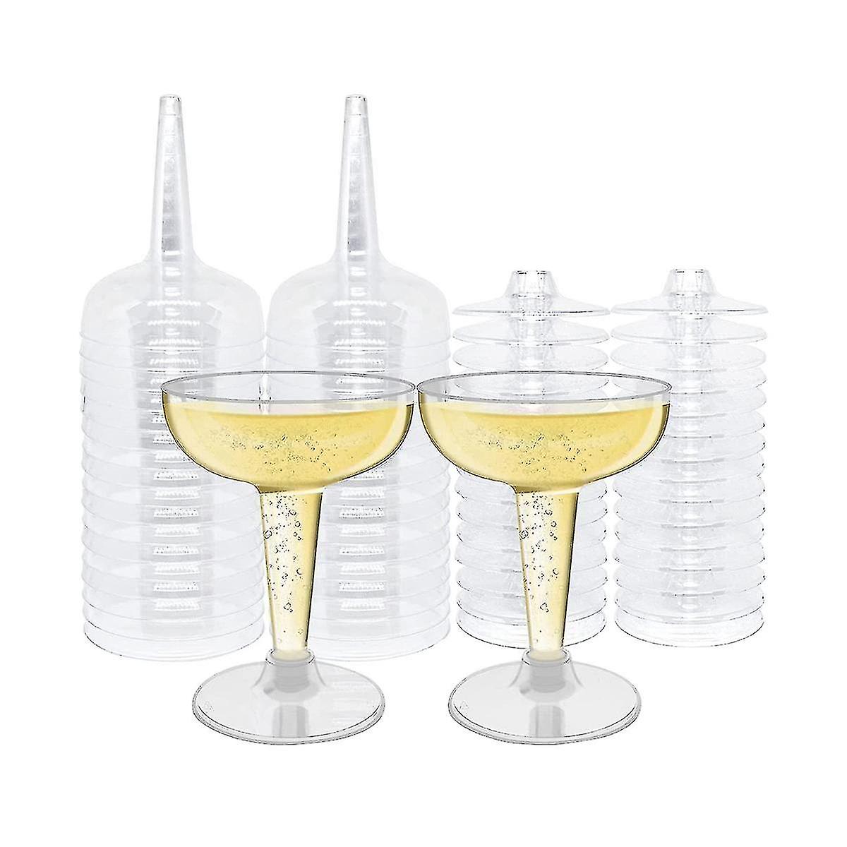 50 Pack Plastic Goblet， 4oz Stem Disposable Martini Glasses For Parties， Stackable Plastic Cocktail