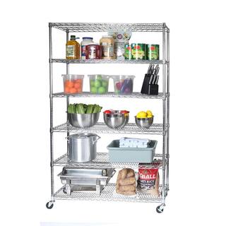 Seville Classics UltraDurable Silver 6-Tier NSF-Certified Steel Wire Garage Storage Shelving Unit (48 in. W x 72 in. H x 18 in. D) WEB563