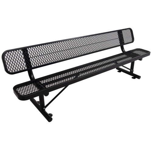 8 ft. Outdoor Steel Bench with Backrest BLack W465...