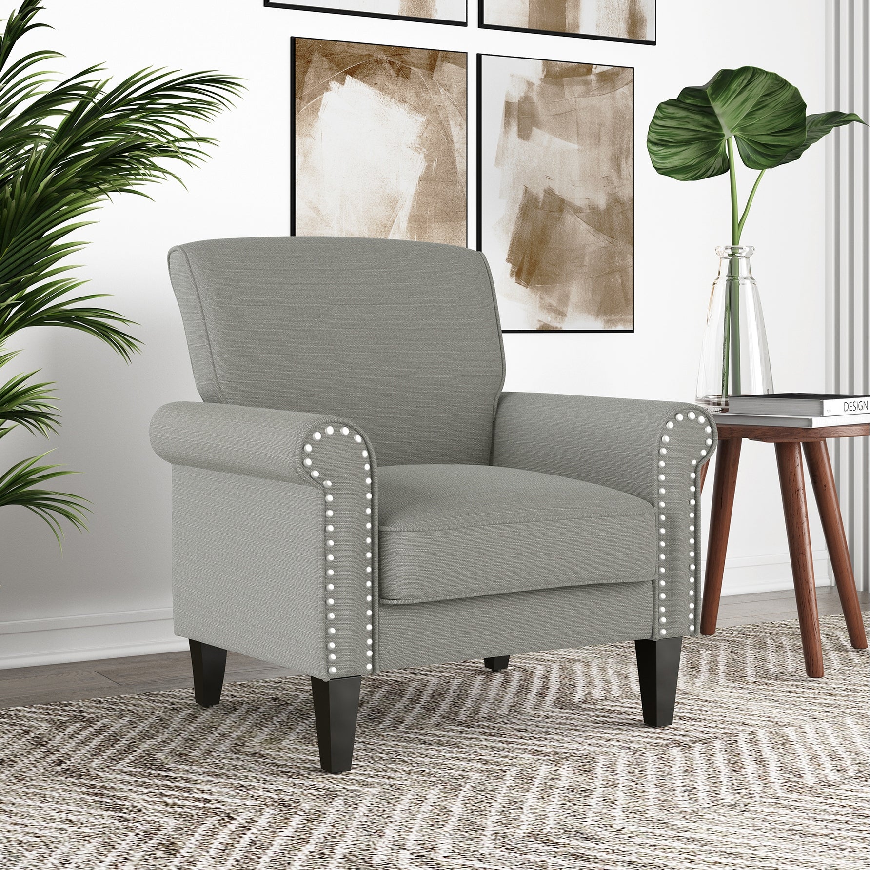 Copper Grove Herve Dove Grey Linen Arm Chair