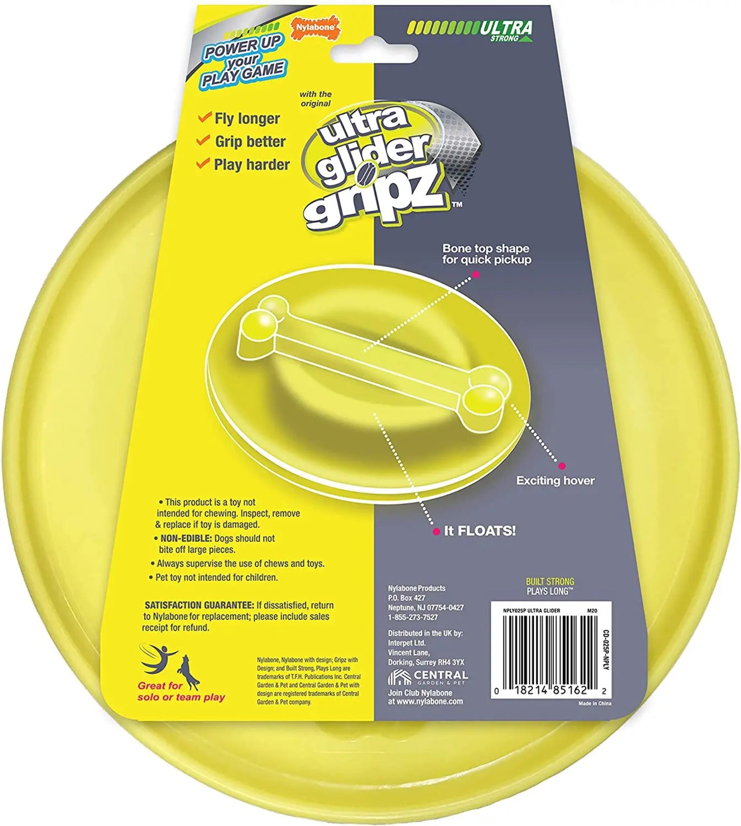 Nylabone Power Play Ultra Glider Gripz Dog Flying Disc Ultra Glider， 1ea/Large 1 ct - PDS-018214851622