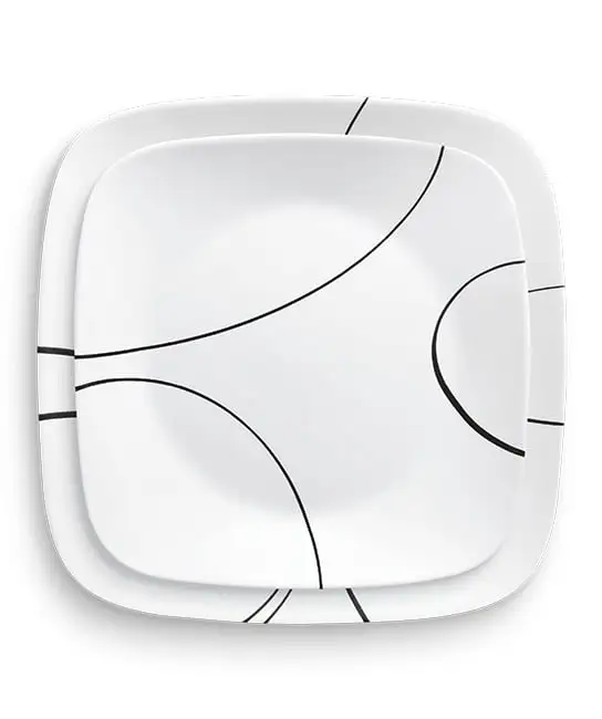 Corelle Square Simple Lines， Dinnerware Set， 16-Piece， Set for 4