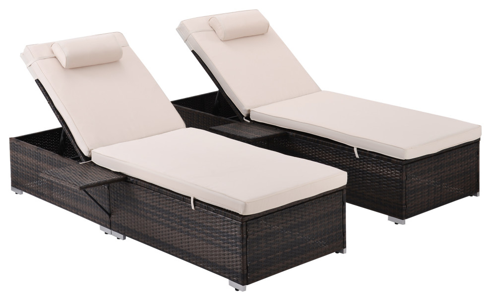 Oaks Aura 2 Piece Outdoor PE Wicker Chaise Lounge   Tropical   Outdoor Chaise Lounges   by Five Oaks Furniture  Houzz