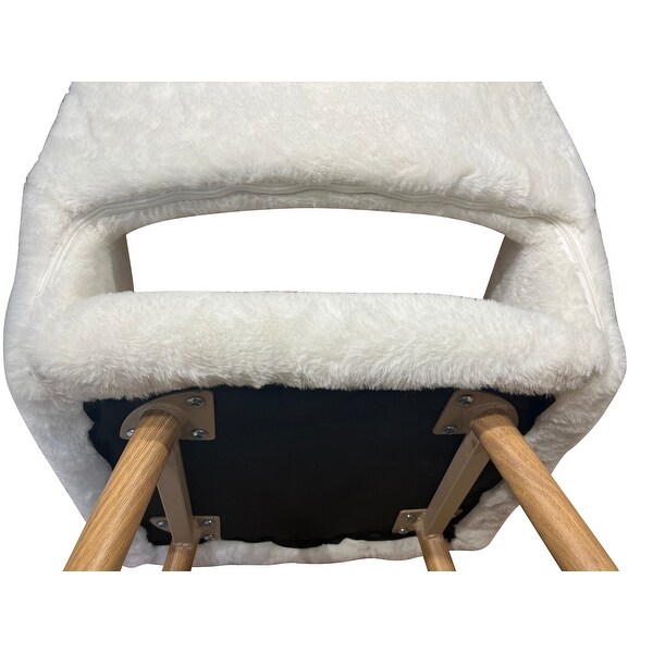 Dining Chairs with Faux Fur， Mid Century Side Chairs with Solid Painting Steel Leg for Dining Room