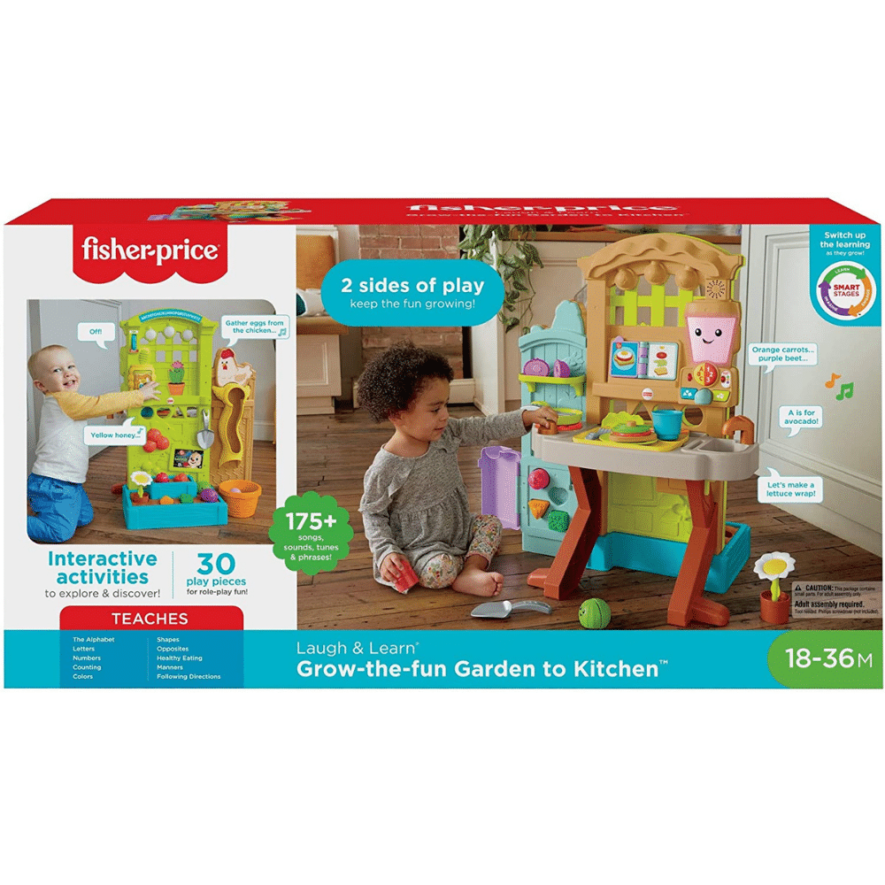 Fisher-Price Laugh Learn Grow-The-Fun Garden To Kitchen， Farm-To-Kitchen Playset