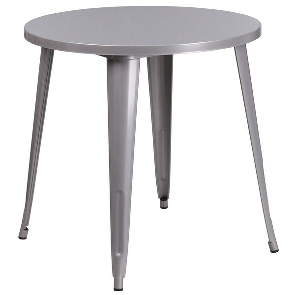 30-inch Round Metal Indoor-Outdoor Table Set