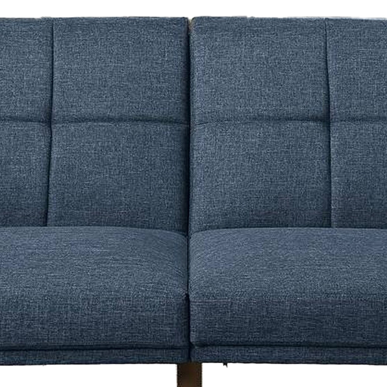 Fabric Adjustable Sofa with Square Tufted Back, Blue- Saltoro Sherpi