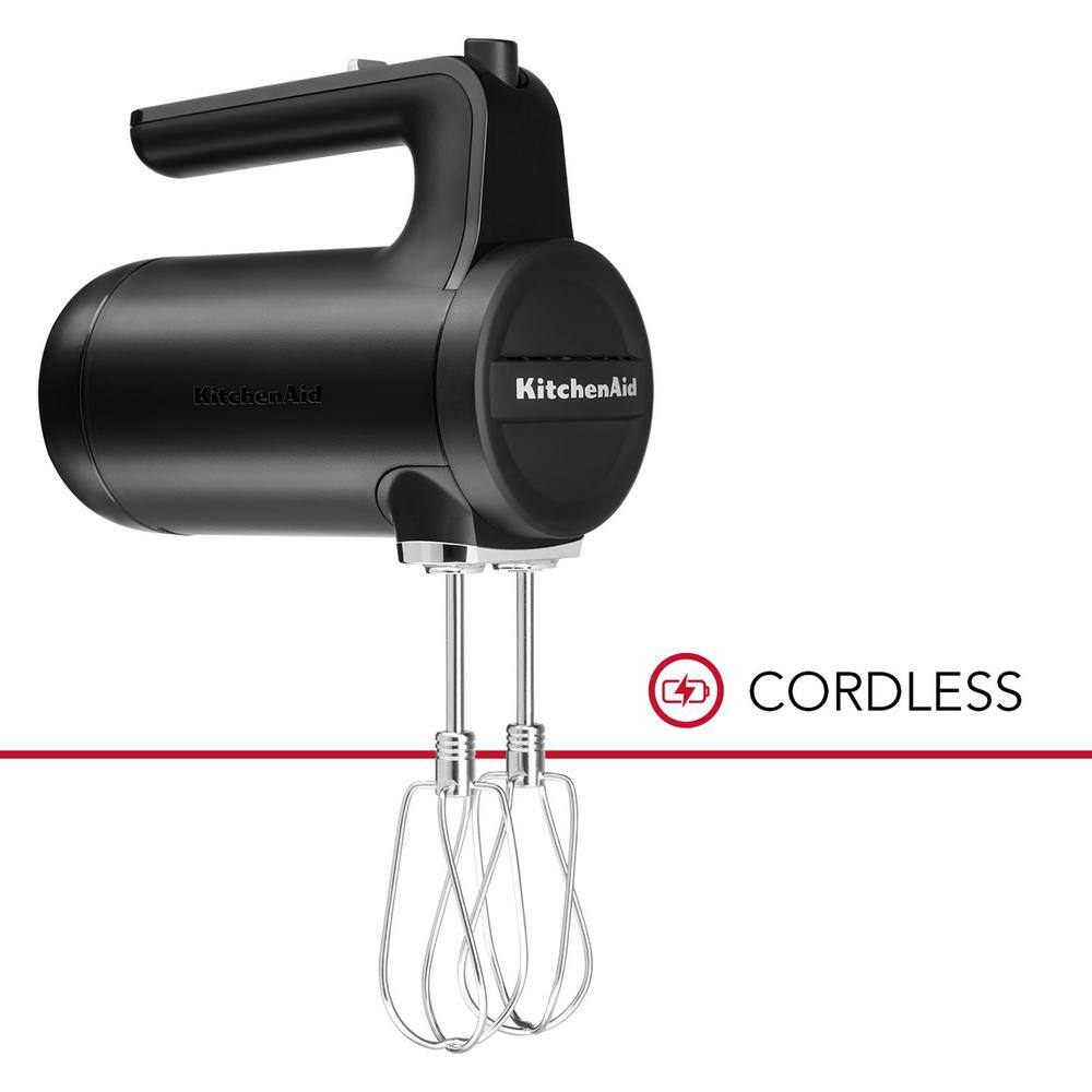 KitchenAid Cordless 7-Speed Black Matte Hand Mixer KHMB732BM