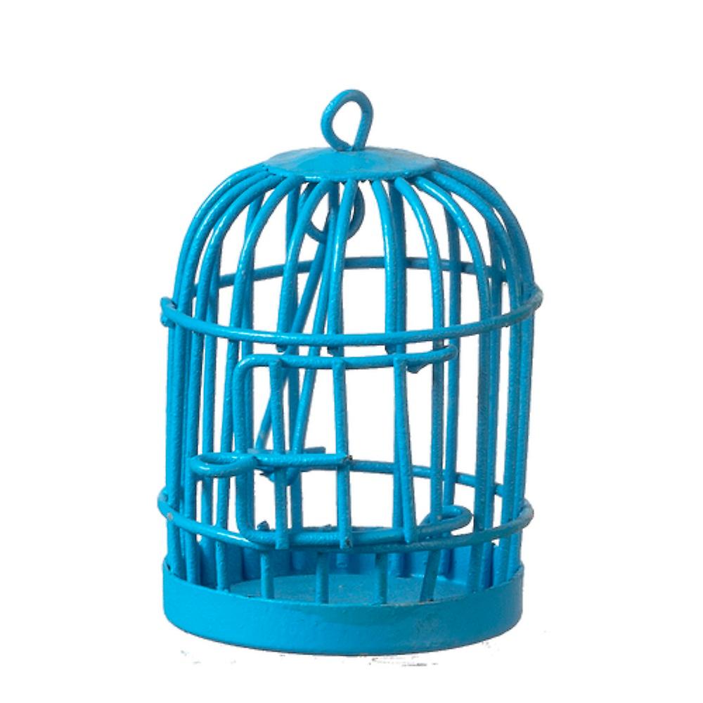 Dolls House Round Blue Birdcage Miniature 1:12 Scale Pet Accessory