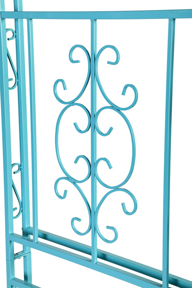 Evergreen Montebello Iron Garden Arbor Coastal Blue 53 X 84 X 23 Inches Fade And Weather Resistant Outdoor Decor