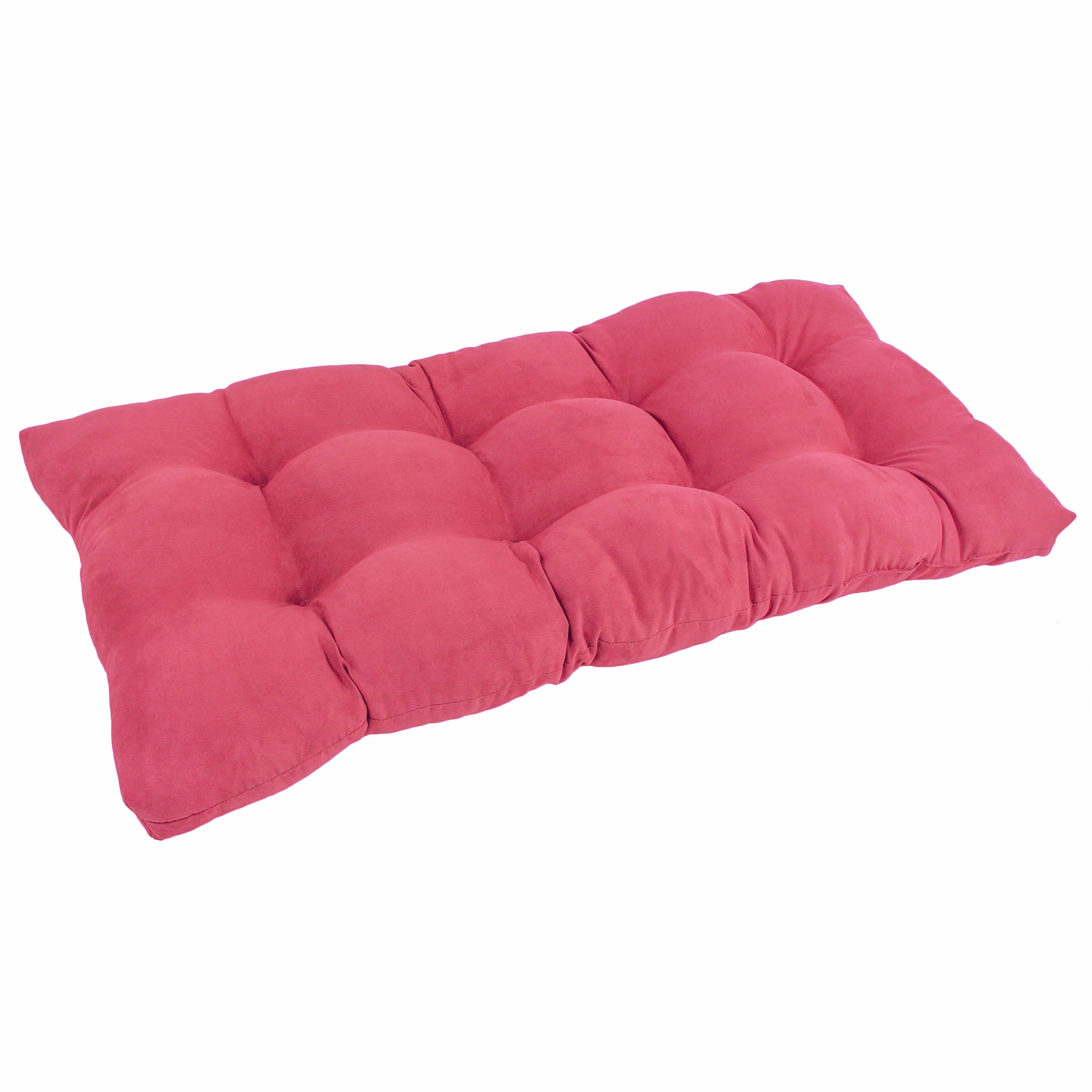 42-inch by 19-inch Squared Micro Suede Tufted Loveseat Cushion - Bery Berry