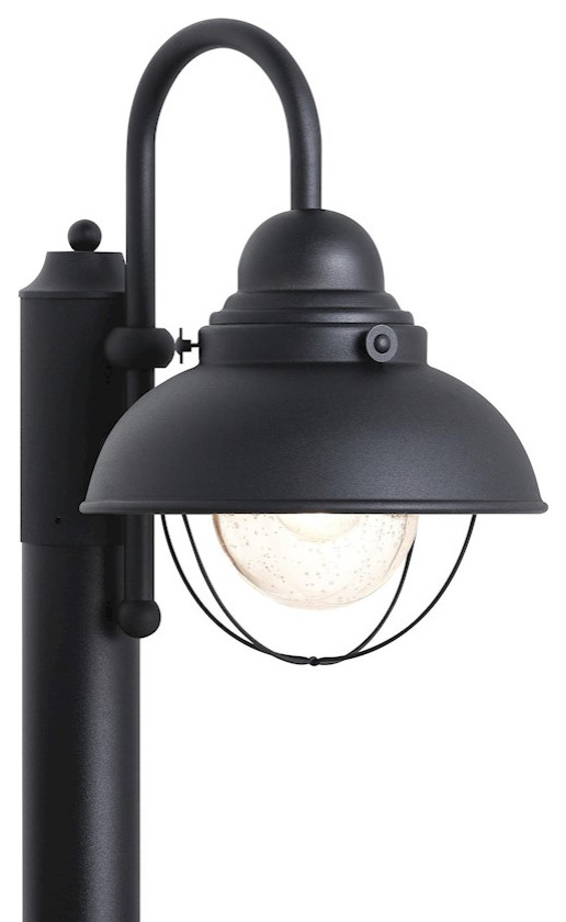 Sea Gull Lighting Sebring 1 Light Outdoor Post Lantern  Black   8269EN3 12   Beach Style   Post Lights   by ShopFreely  Houzz