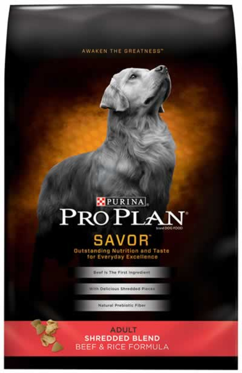 Pro Plan Savor Shredded Blend Beef and Rice Dog Food， 18 Lb.