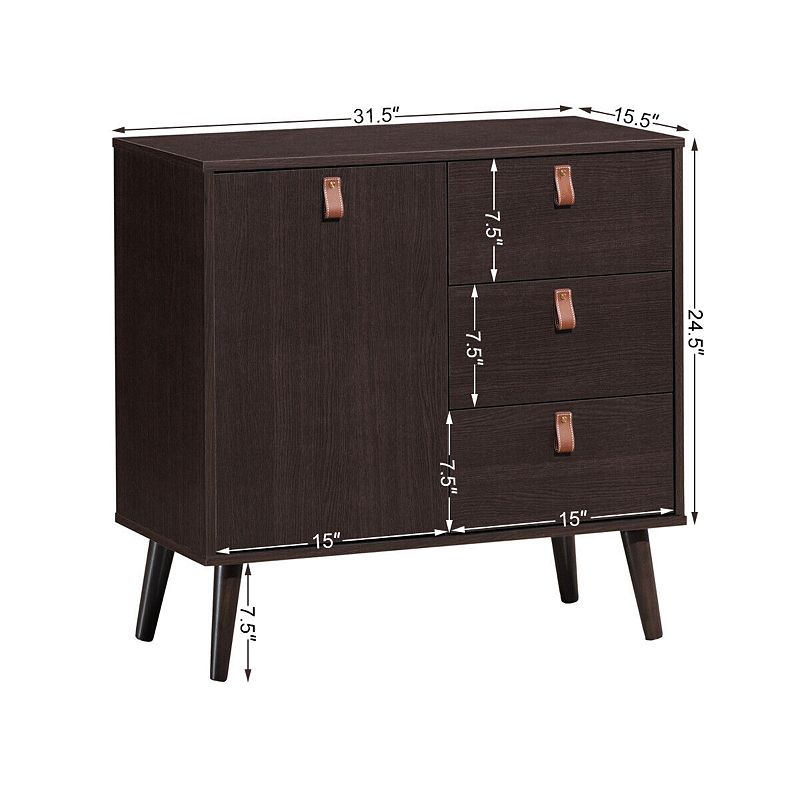 3-drawer Sideboard Storage Display Cabinet-Brown