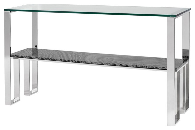 Gavino Console Table Black Wood Vein Marble Shelf Polished Stainless   Modern   Console Tables   by V.S.D Furniture  Houzz