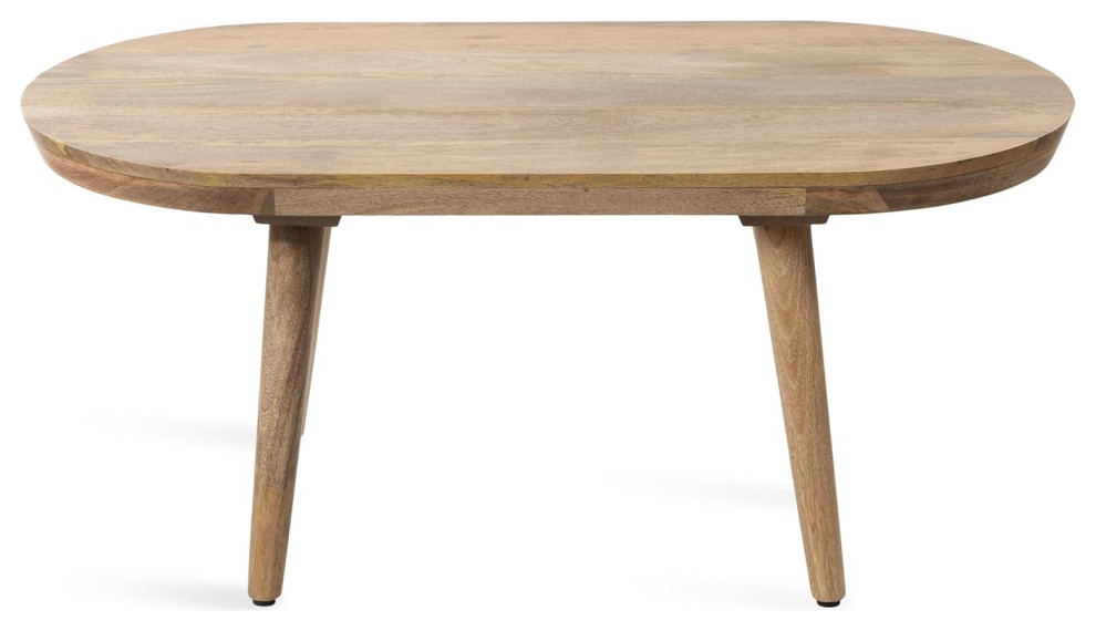 Mid Century Modern Coffee Table  Angled Legs With Oval Shaped Top  Natural   Midcentury   Coffee Tables   by Decor Love  Houzz