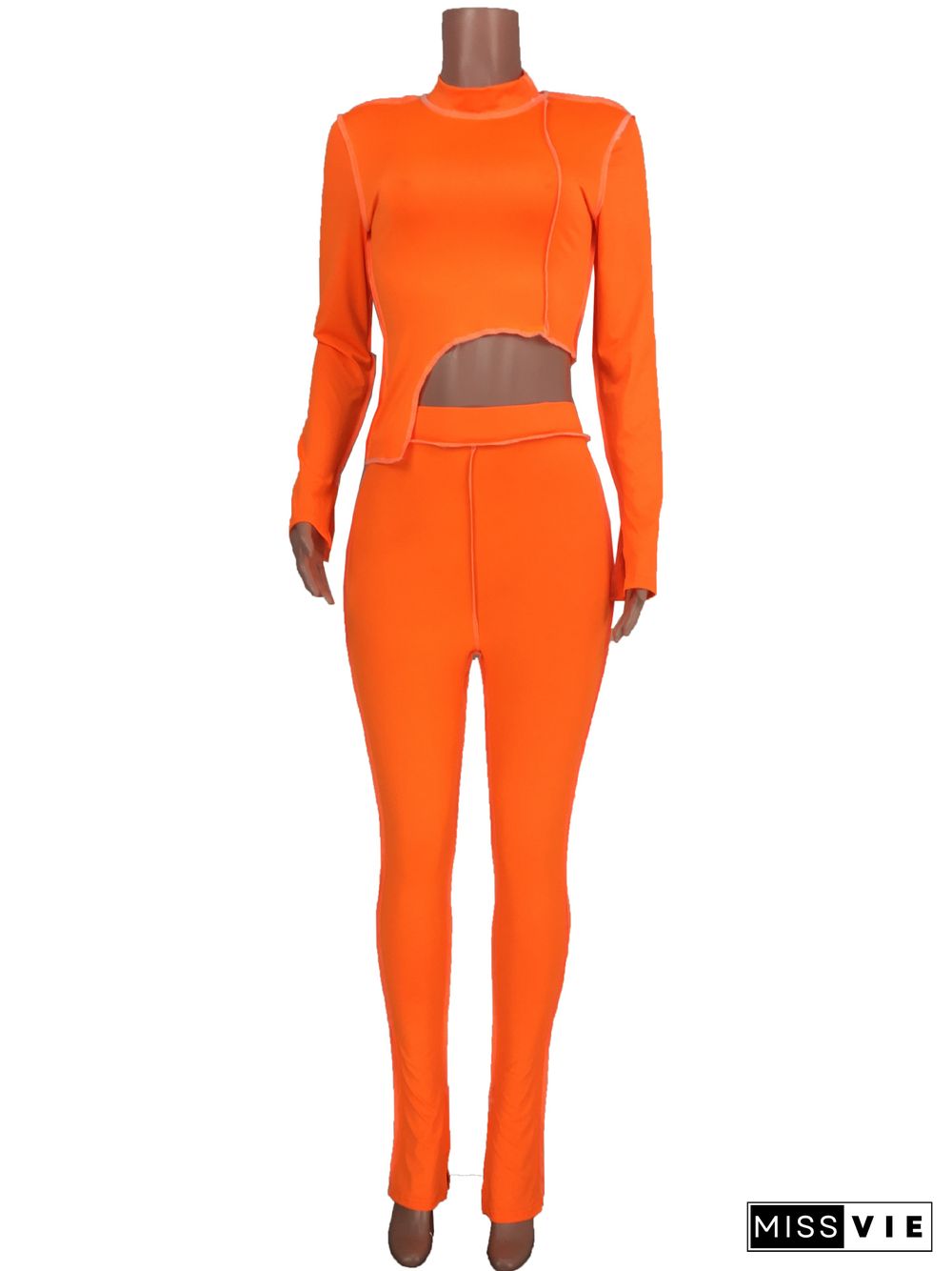 XS Bright Line Decoration Skinny Two Piece Pants Set